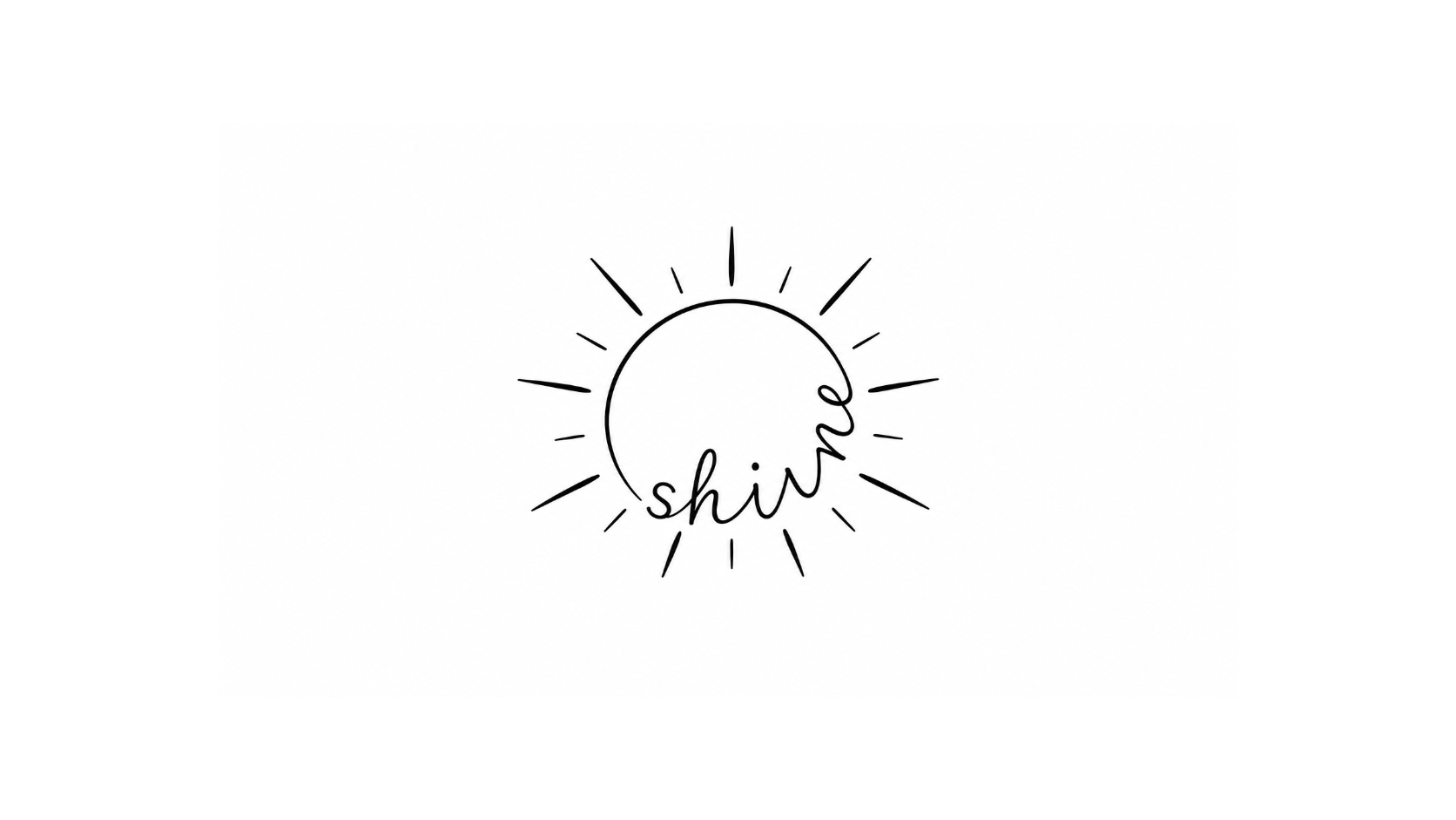 Black 'shine' logo with sunburst design on a white background